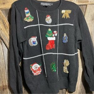 Vintage Work in Progress by Gladys Bagley size Medium Christmas Sweater!